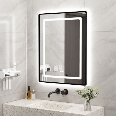 LED Bathroom Mirror Backlight Dimmable Wall Vanity Mirrors with Anti-Fog Memory