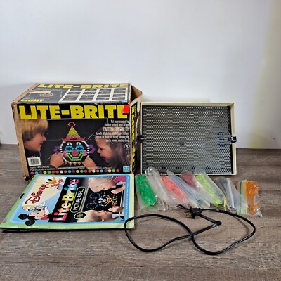 Vintage 1981 Hasbro Lite-Brite In Original Box With Disney Picture  Pages Pegs 