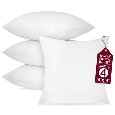 Throw Pillows Insert Cushion Pack of 4 Ultra Soft Bed & Couch Sofa Decor Pillows