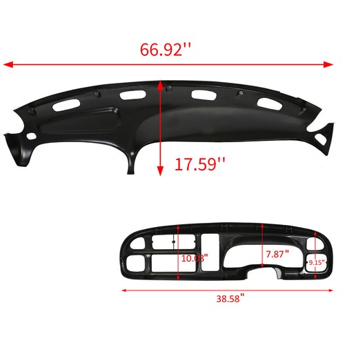 For 1998-2002 Dodge Ram Pickup ABS Dash Bezel & Dashboard Cover Overlay W/clips