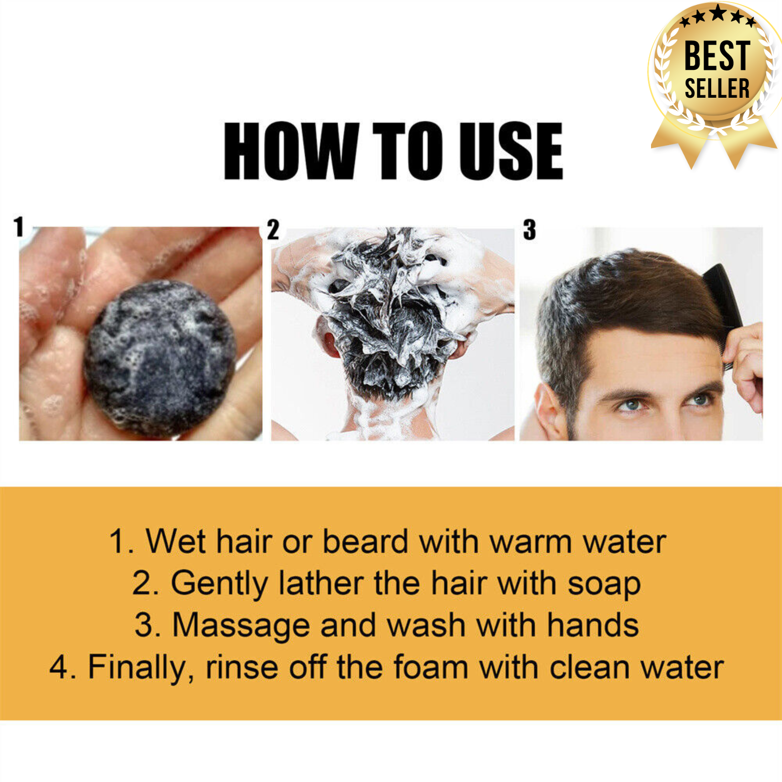 3Pcs Spartan Gray Hair Reverse Bar Mane Gray Reverse Bar Hair Darken Bar Soap