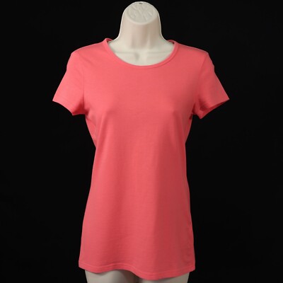 Energie Womens My Favorite Tee T-Shirt L Large Salmon Pink Stretch Short Sleeve
