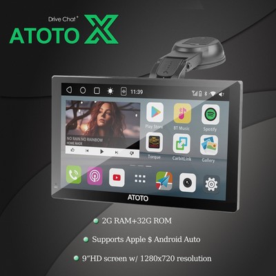 9'' Universial Portable Carplay Wireless Stereo Apple Android Head Unit Radio GPS