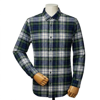 Gap Flannel Shirt 100% Organic Cotton Plaid Green Blue Button Up Holiday Men's M