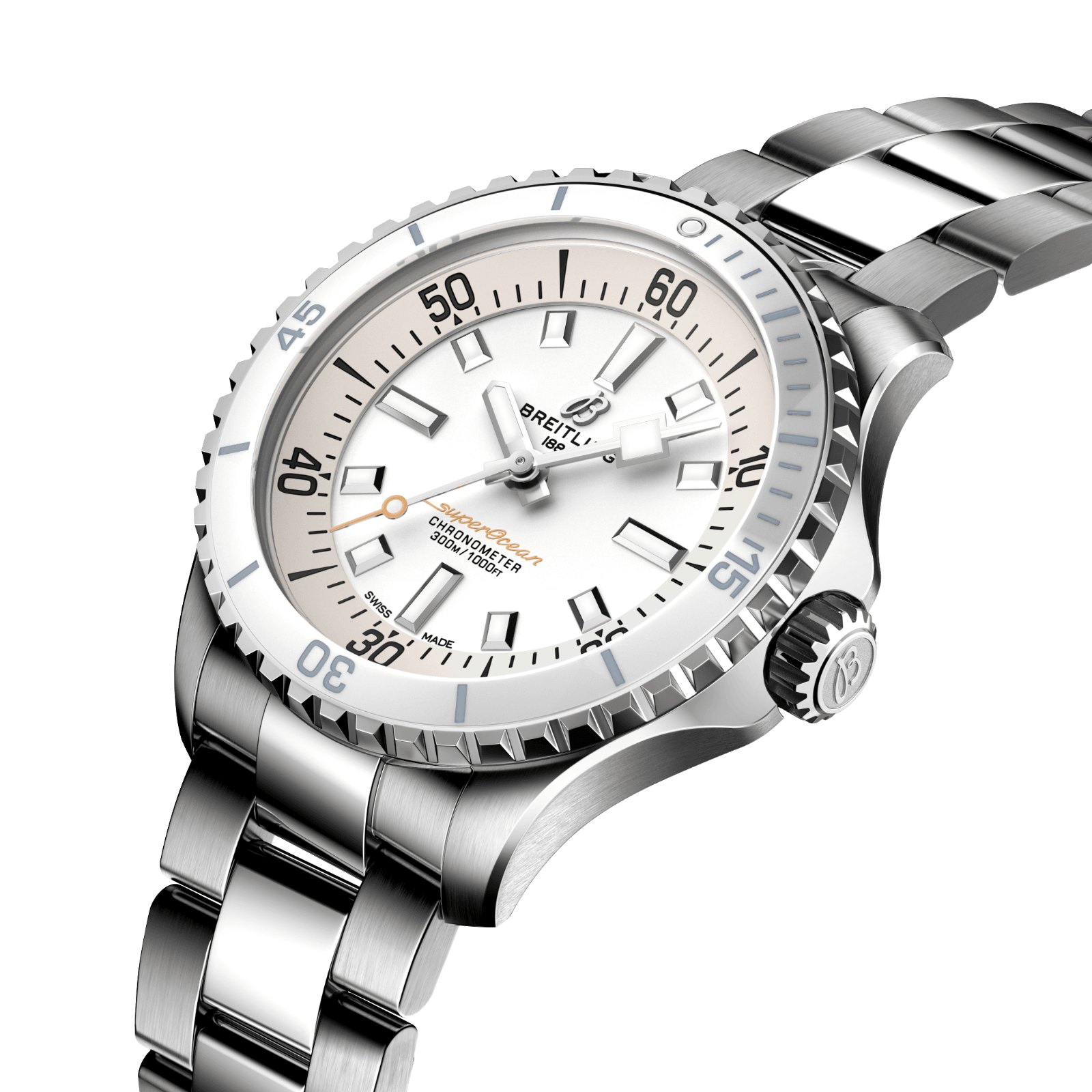 Pre-owned Breitling Superocean Automatic 36 White Dial Stainless Steel Watch A17377211a1a1