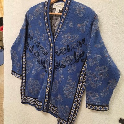 Happiness Collection Made in Italy Wool Blend Knit Cardigan Grandpa Sweater L