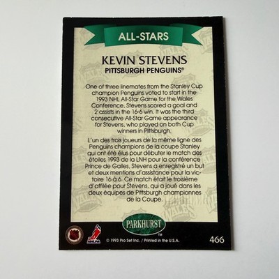 1992 Parkhurst Hockey #466 Kevin Stevens All Stars Emerald Ice