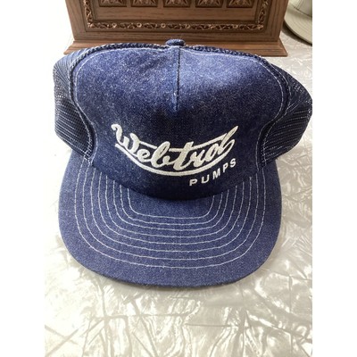 Vintage Trucker Hat Mesh SnapBack 1970s Denim Webtrol Pumps New Old Stock