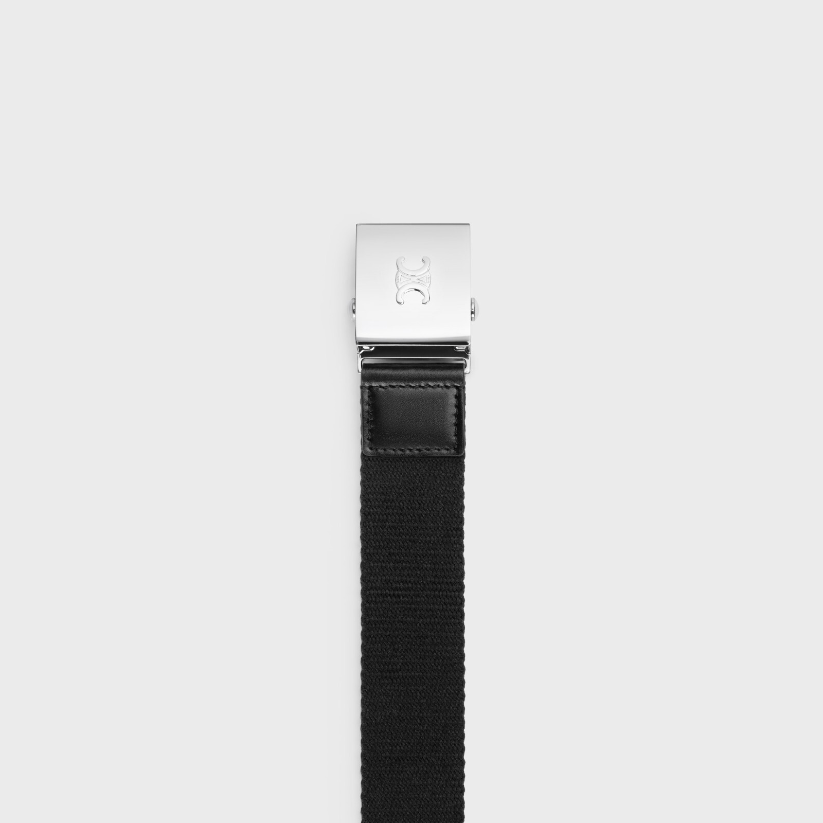 Pre-owned Celine 570$ Large Skater Belt - Triomphe, Black Textile