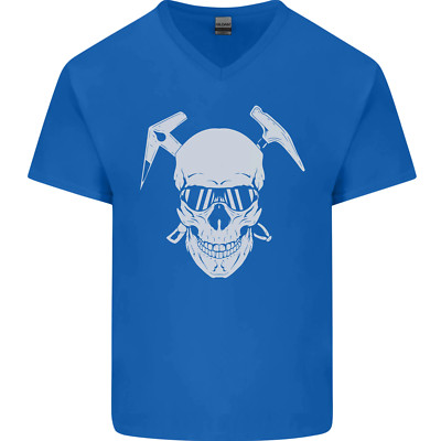 Rock Climbing Skull Mountain Climber Herren V-Neck Cotton Maglietta