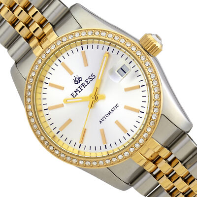 Pre-owned Empress Constance Automatic Bracelet Watch W/date - Gold/white