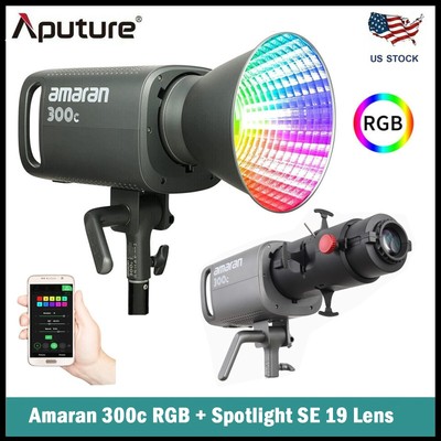 Aputure Amaran 300c RGB LED Video Light With Spotlight SE 19 Degree Lens Kits