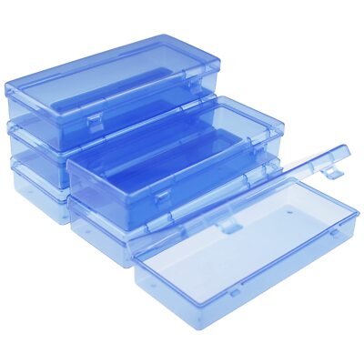 6 Pieces Rectangular Empty Mini Clear Plastic Organizer Storage Box Containers