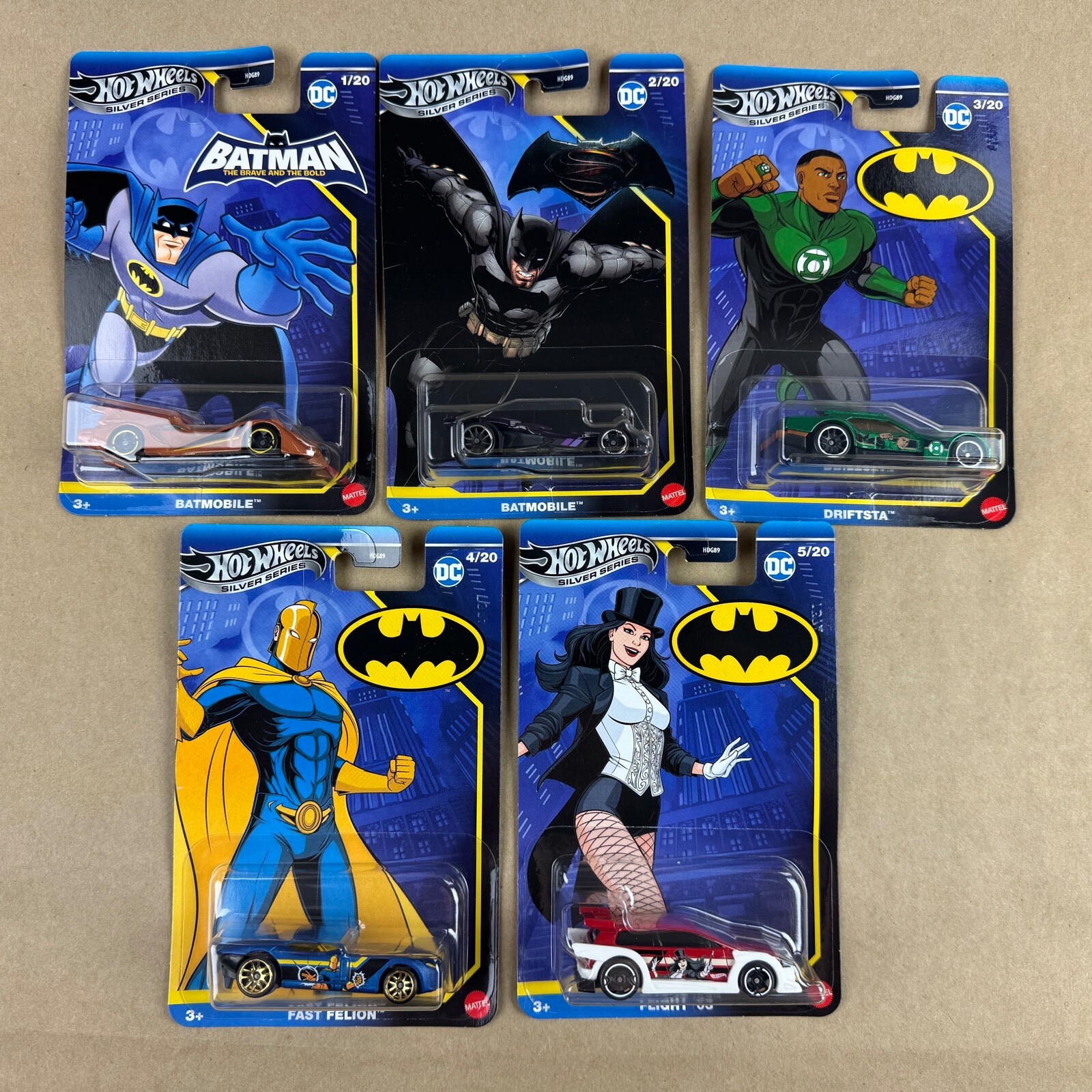 2025 Hot Wheels Batman Silver Series Set 1-5 1:64 Scale