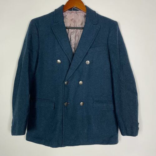 Vintage MR. CHIPS Navy Blue Double Breasted Blazer Jacket Size 16 School Career