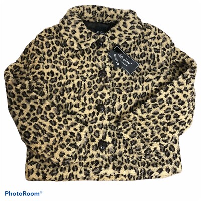 ME JANE Cropped 2 Pocket Sherpa Coat - Cheetah - M