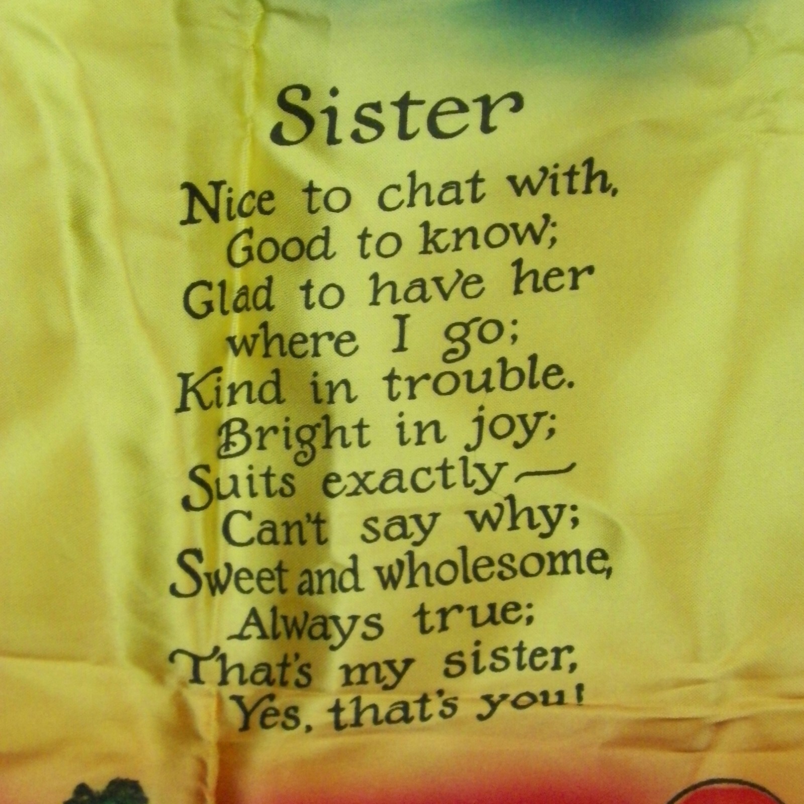 Vintage Souvenir Pillow Case Satin Fringe Florida Sister Miami Palm Trees Beach