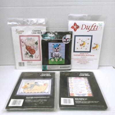 Cross Stitch Kit Lot Of 5 Baby Violin Long Stitch Golden Bee Duftin Zweigart