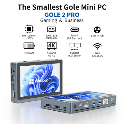 5.5'' Mini PC Touch Screen Tablet Windows 11 WiFi5 BT5.0 16GB 256GB/512GB N5095