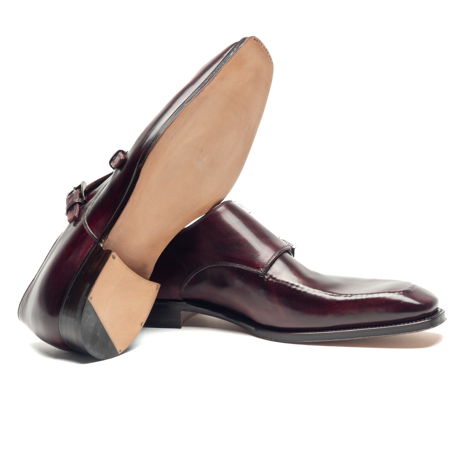 Pre-owned Santoni $6k Nwb Silvano Lattanzi Dress Shoes Red Brown Doublemonk Uk 6.5 Us 7.5 Eu 40.5