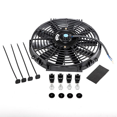 12'' UNIVERSAL ELECTRIC RADIATOR SLIM COOLING FAN PULL/PUSH ENGINE BAY BK 12V 80W
