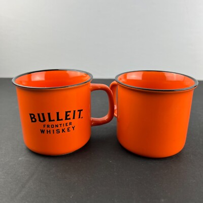 Bulleit Bourbon Orange Frontier Whiskey Ceramic Coffee Cup Mug Set