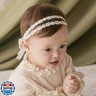 ICKEYOU Baby Girl Lace Headbands with BowKnot Flowers Christening Baptism Headband Elastic Floral Hairbands Soft Lace Hair Accessory Newborn Infant Toddler for Birthday Party (White, One Size)