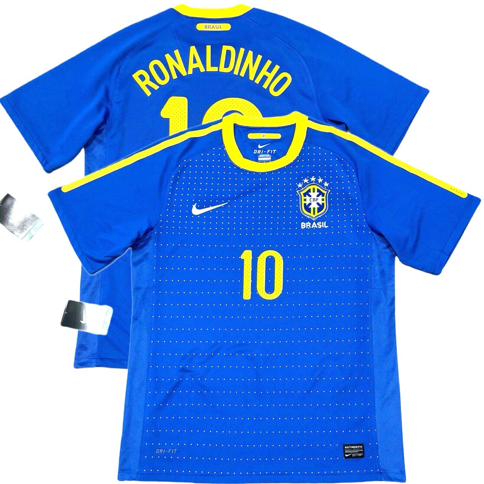 2010/11 Brazil Away Jersey #10 Ronaldinho Medium Nike World Cup
