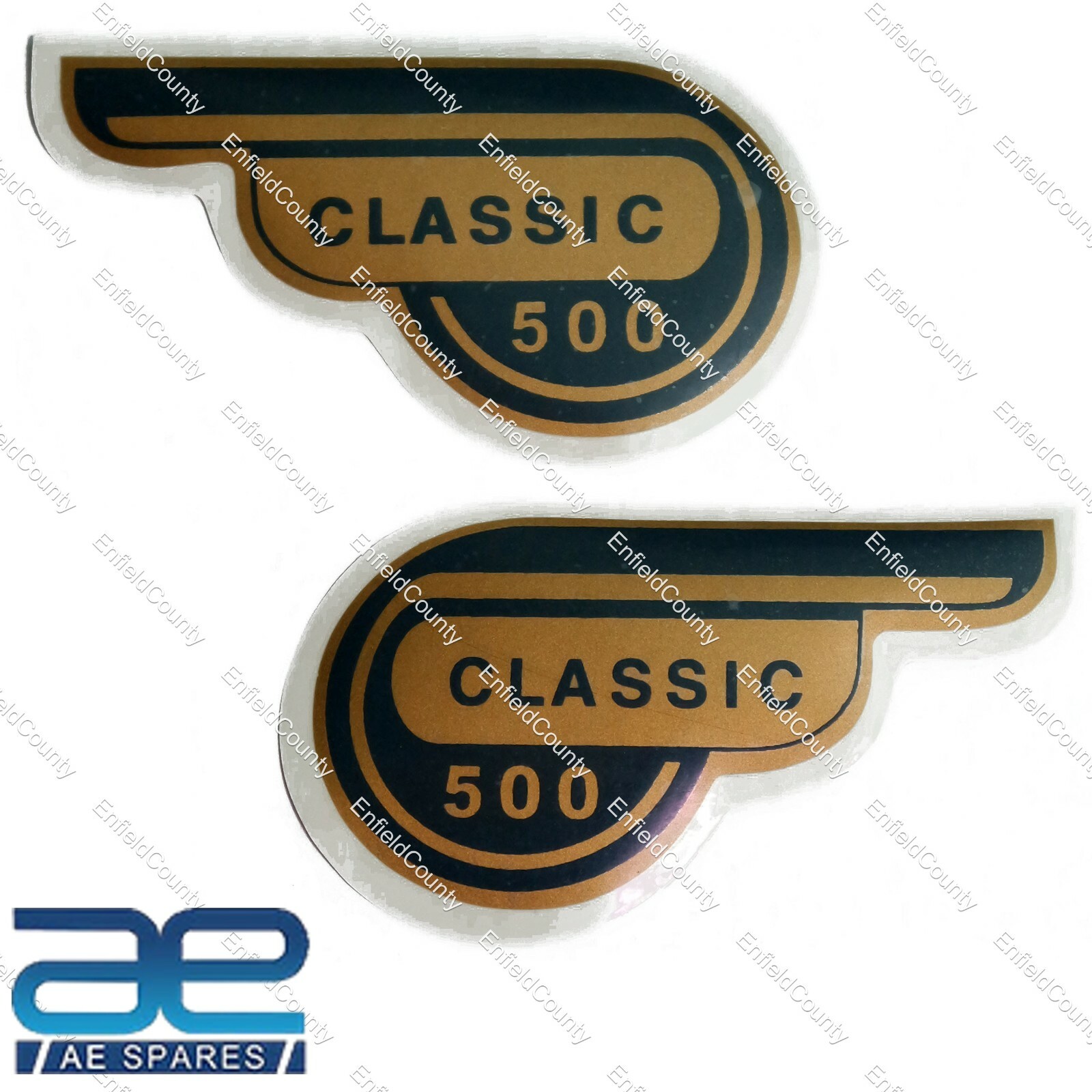 For Royal Enfield Classic 500 Black & Golden Tool Box Decal Sticker Pair  