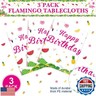 3 Pcs Happy Birthday Luau Party Tablecloth - Rectangular Tropical Plastic Pink Flamingo Table Cover for Flamingo Birthday Party Decorations Summer Picnic Beach, 54 x 108 Inch