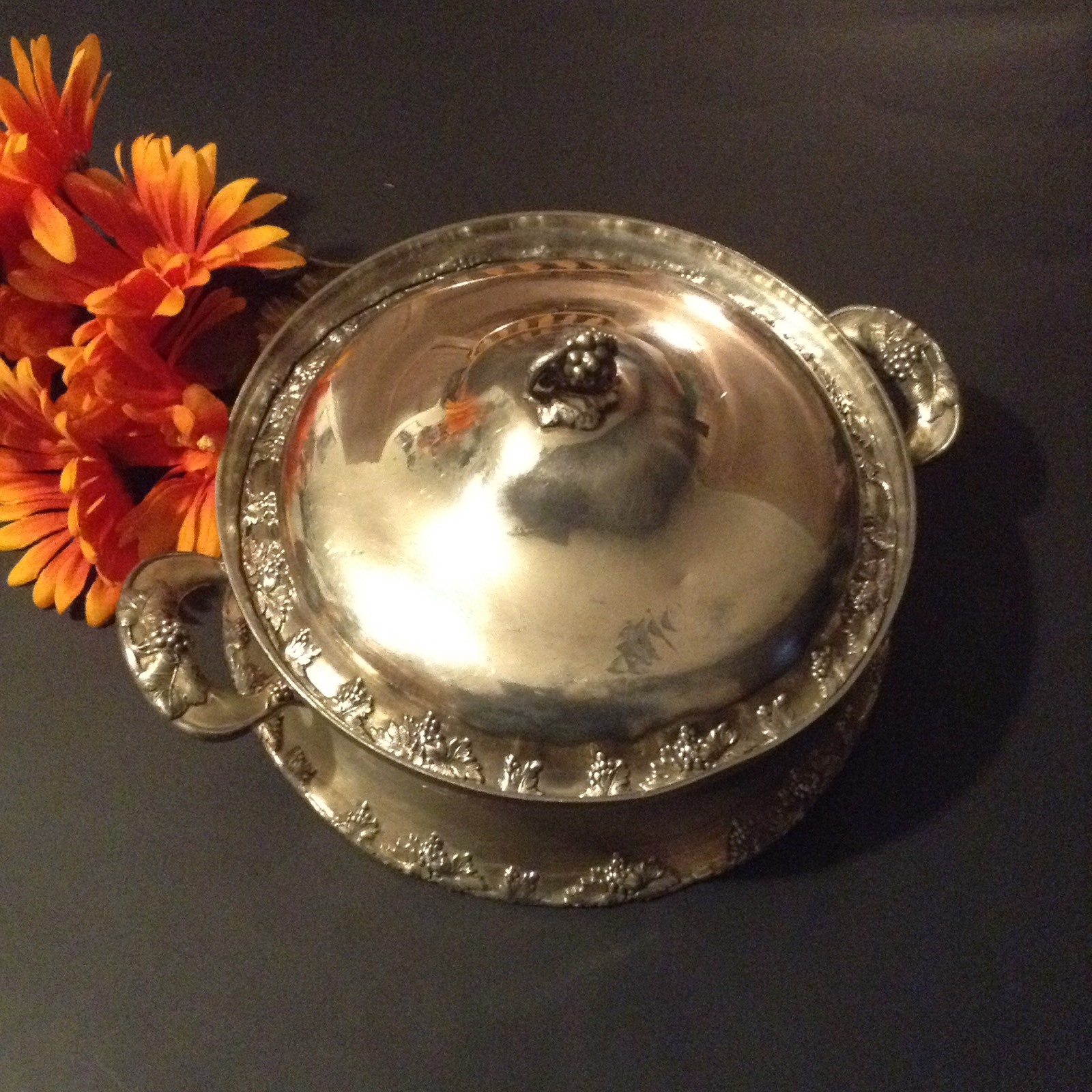 Antique Barbour Silver Co-Quadruple Silver-2piece Covered Dish With Handles #242