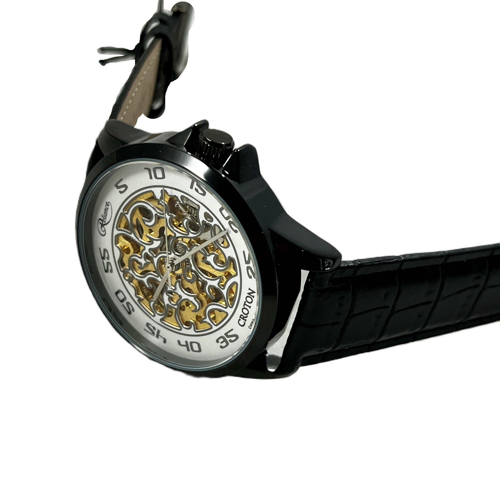 Pre-owned Croton Men's Watch Reliance Automatic Timepiece White And Gold