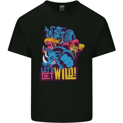 Lets Get Wild Rhino Gorilla Elefante Ippopotamo Uomo Cotone Leggero T-Shirt