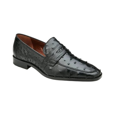 Belvedere Espada Ostrich Quill Penny Loafer Shoes Black