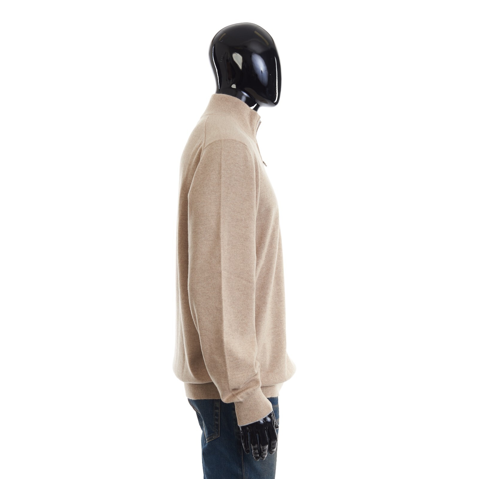 Pre-owned Brunello Cucinelli 1350$ Camel Cashmere Turtleneck Sweater With Zipper In Beige