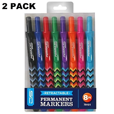 D&S Retractable Permanent Marker, Assorted Colors, 2 Pack  NEW SEAL (I3)