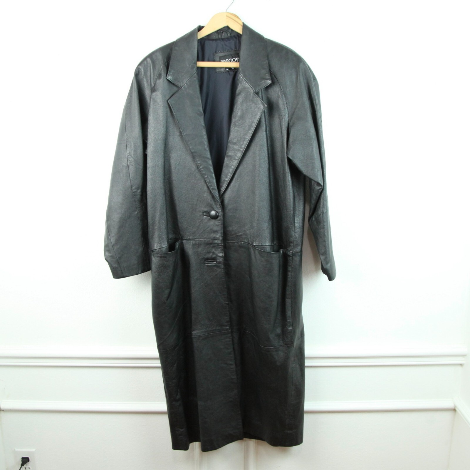 Vintage Womens Medium Black Leather Trench Coat 90s Grunge Vintage Womens Medium Black Leather Trench Coat 90s Grunge