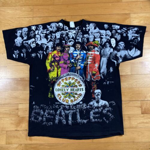 Vintage THE BEATLES Shirt ALL OVER PRINT Sgt. Peppers WINTERLAND Made in USA XL
