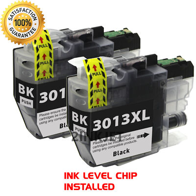 2 LC3013 XL BK Ink Cartridges for Brother LC3011 MFC-J491DW J497DW J690DW J895DW