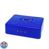 Steel Cash Box with Combination Lock, Metal Small Money Organizer with Removable Money Tray,Cash Storage Box with Lockable Cover (Blue- 11.8
