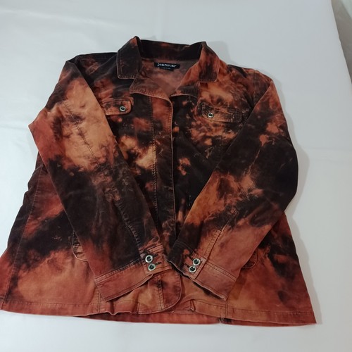 Jeanstar Women's Spandex Cotton Blend Black & Orange Dyed Pockets Jacket Size XL