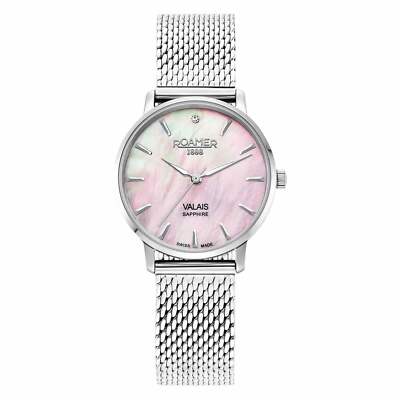 Pre-owned Roamer 989847 41 10 05 Women's Valais Diamond Set Wristwatch In Black/white
