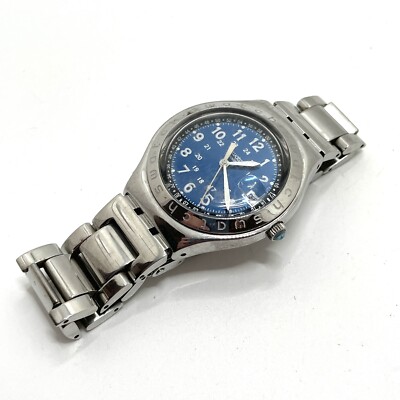 swatch irony blue face swiss made date quartz analogue watch for men 264699099862