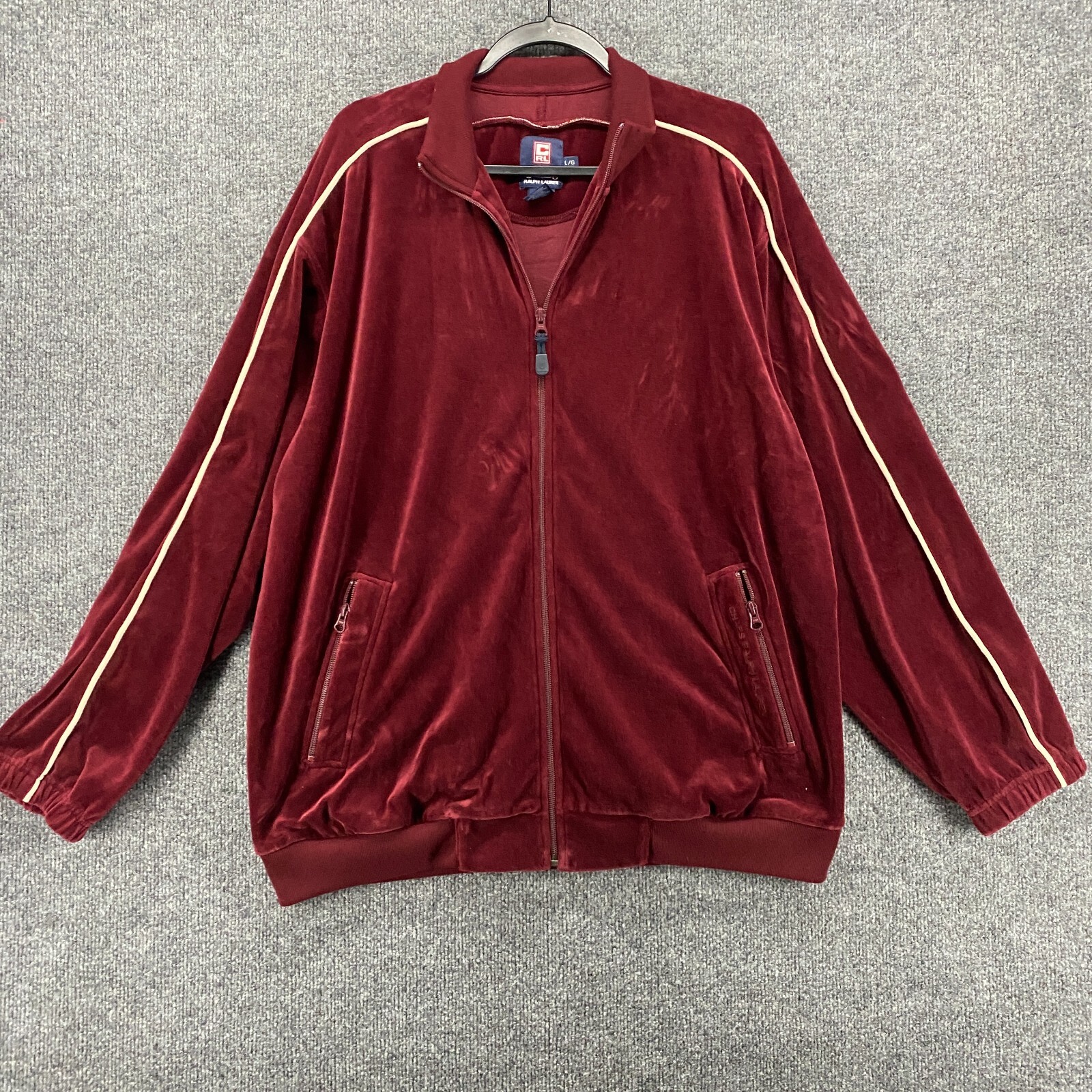Vintage Ralph Lauren Chaps Track Jacket Mens L Velvet Full Vintage Ralph Lauren Chaps Track Jacket Mens L Velvet Full