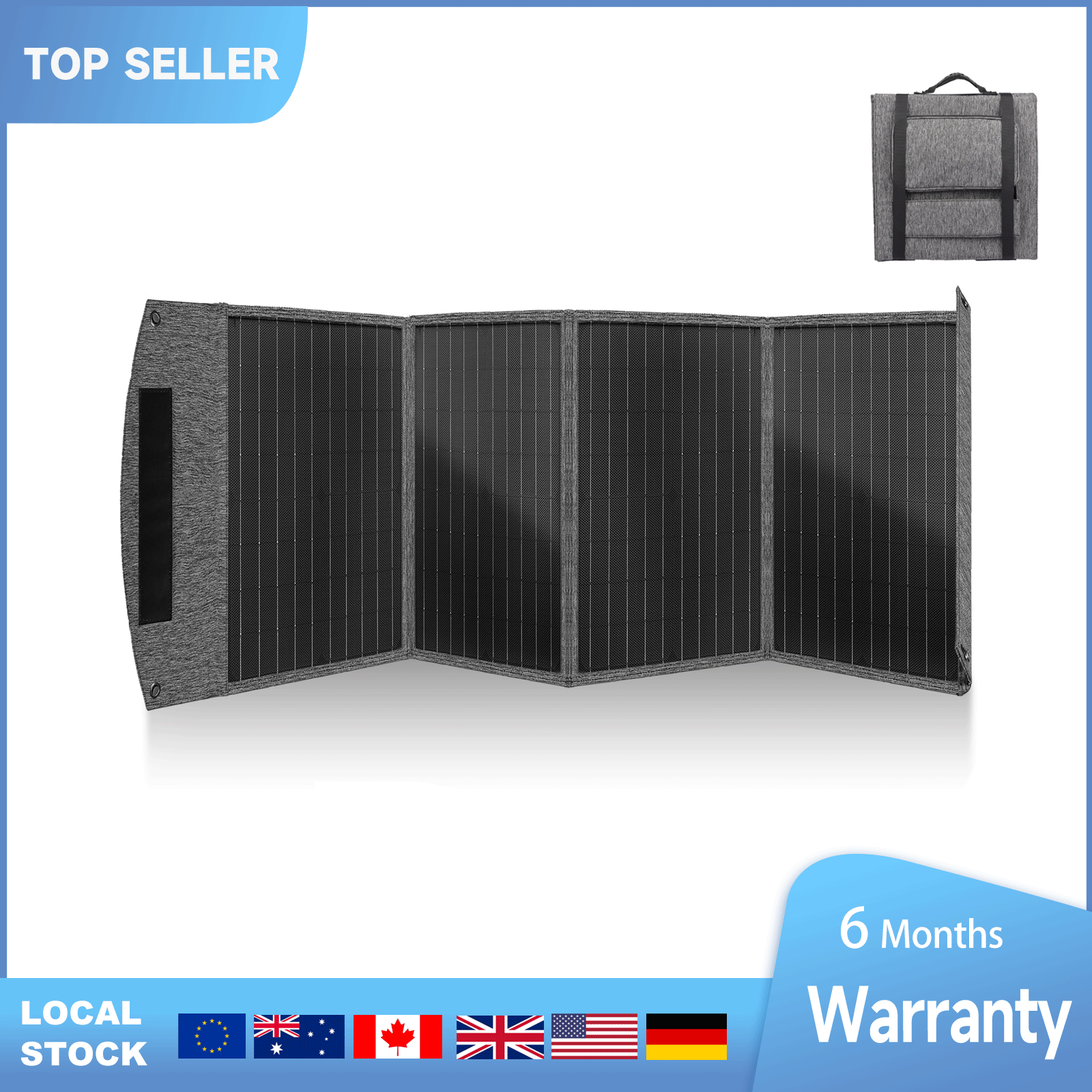 Portable 80W Solar Panel for 48V 60V Battery with 3 PIN XLR Connector for E-bike