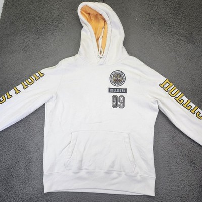 Hollister Hoodie Pullover Sweatshirt Tiger Graphic Long Sleeve White M