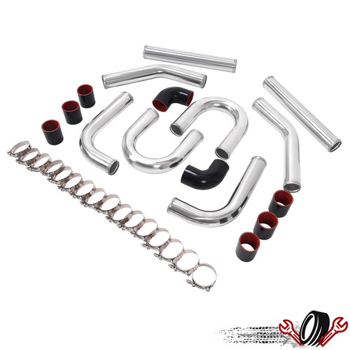 Комплект коленчатых труб турбонаддува интеркулера диаметром 2,5 63 мм из алюминия + ЧЕРНАЯ резина + Зажим