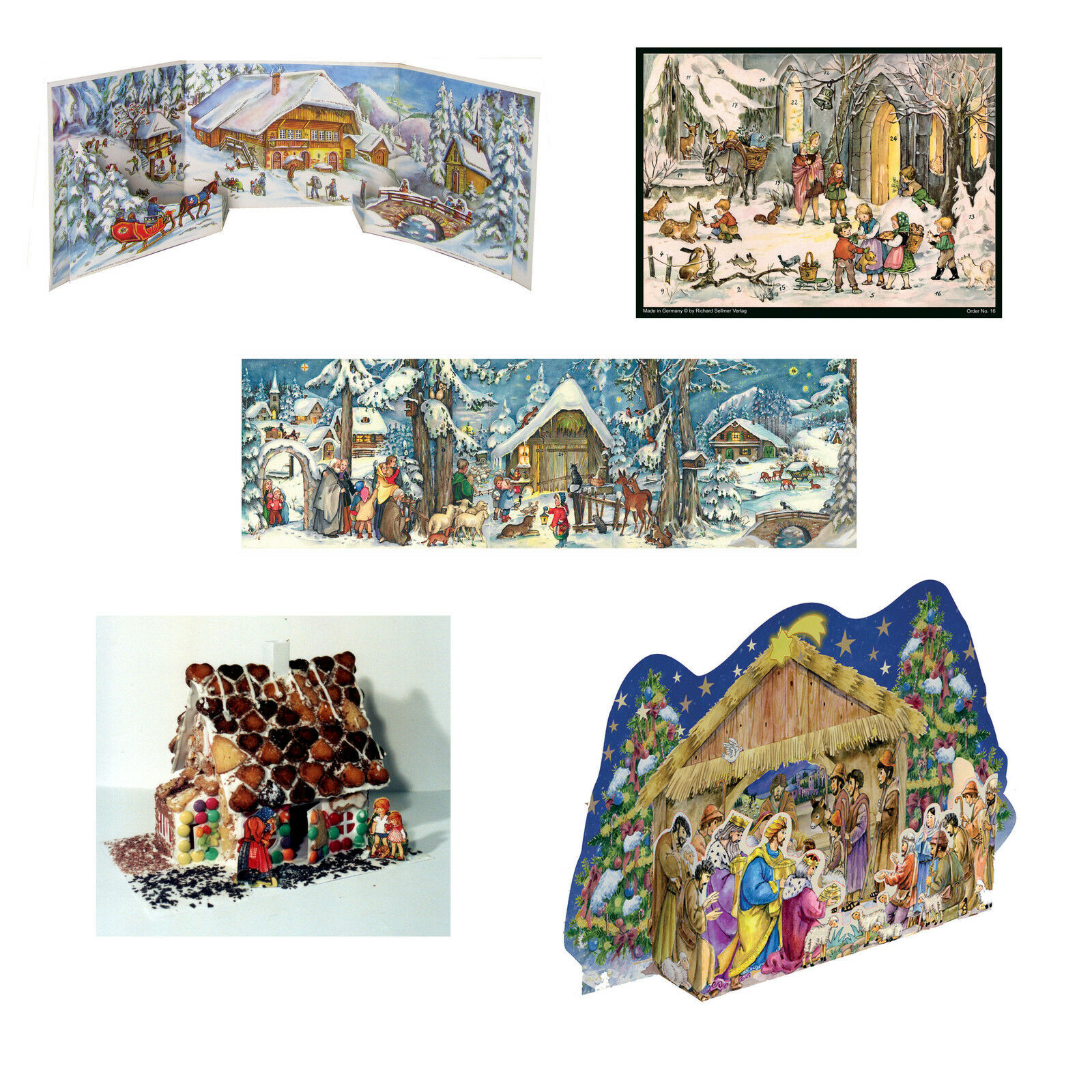 1 Calendario De Adviento Alemán Vintage Con Sobre ~ Navidad