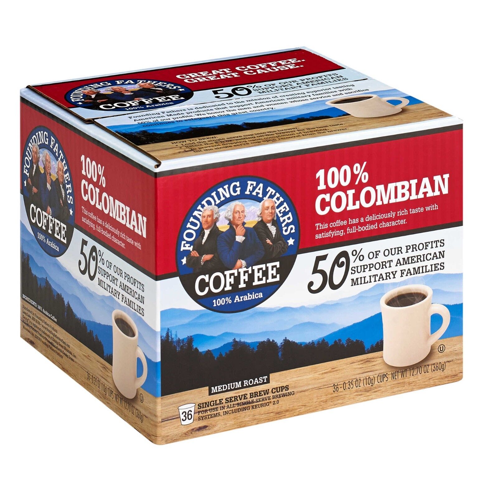 Founding Fathers Colombian Coffee 16, 36 or 80 count Keurig K ...
