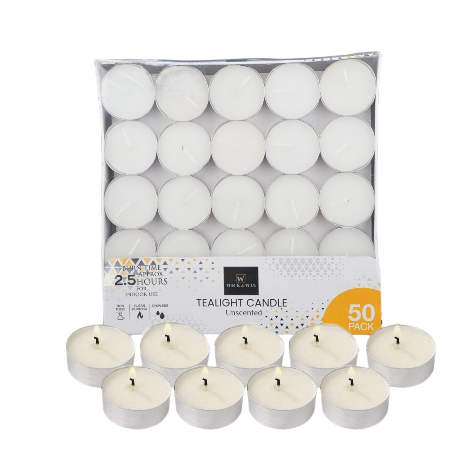 Light Candles White Dripless 2.5 H Burn Time Tealight Candle